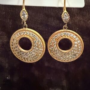 Freida Rothman Gold and Silver Circle Drop Earrings